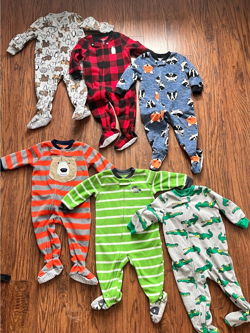 Carter's Baby Boy 12M 6-Piece Footed Pajama Bundle Two Way Zip
